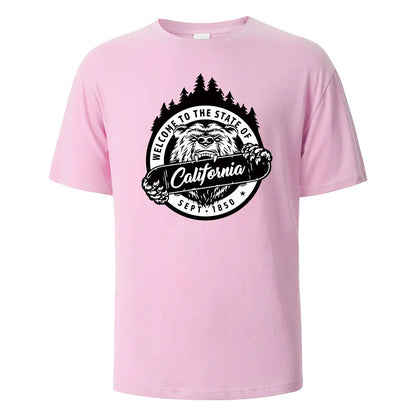 T-shirt californien 100% coton – Homme & femme, été, col rond, respirant et manches courtes