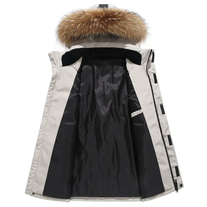 Veste à capuche en duvet de canard pour hommes  Parka d’hiver chaude et coupe-vent