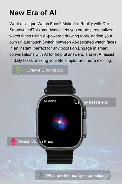 Montre Connectée GUHUAVMI Apple Watch Ultra 2 – AMOLED, Suivi Santé, Multi-Sports, IP67