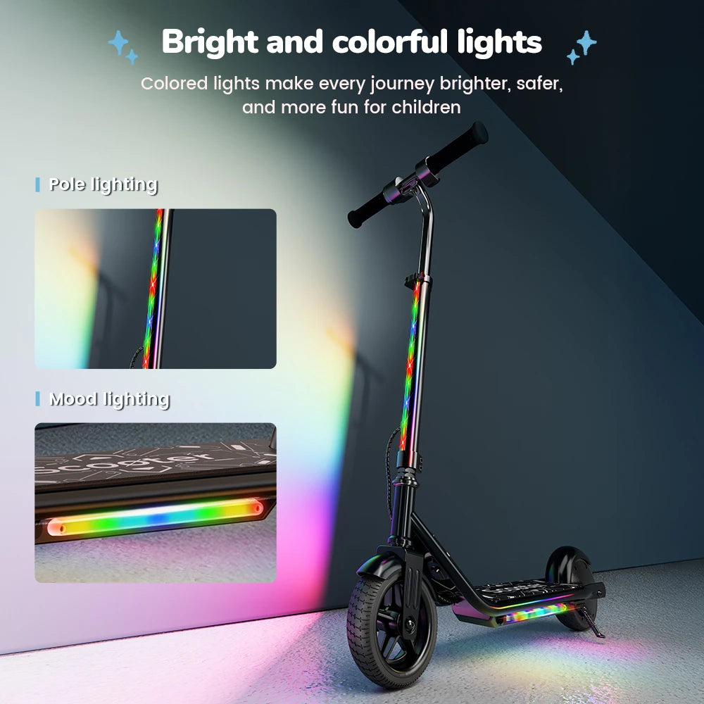 Scooter électrique pour enfants K2Pro, pneus 6 pouces, moteur 150W, vitesse 16 km/h, batterie 2,6 ah, portée 6-9km, 3 vitesses, hauteur réglable