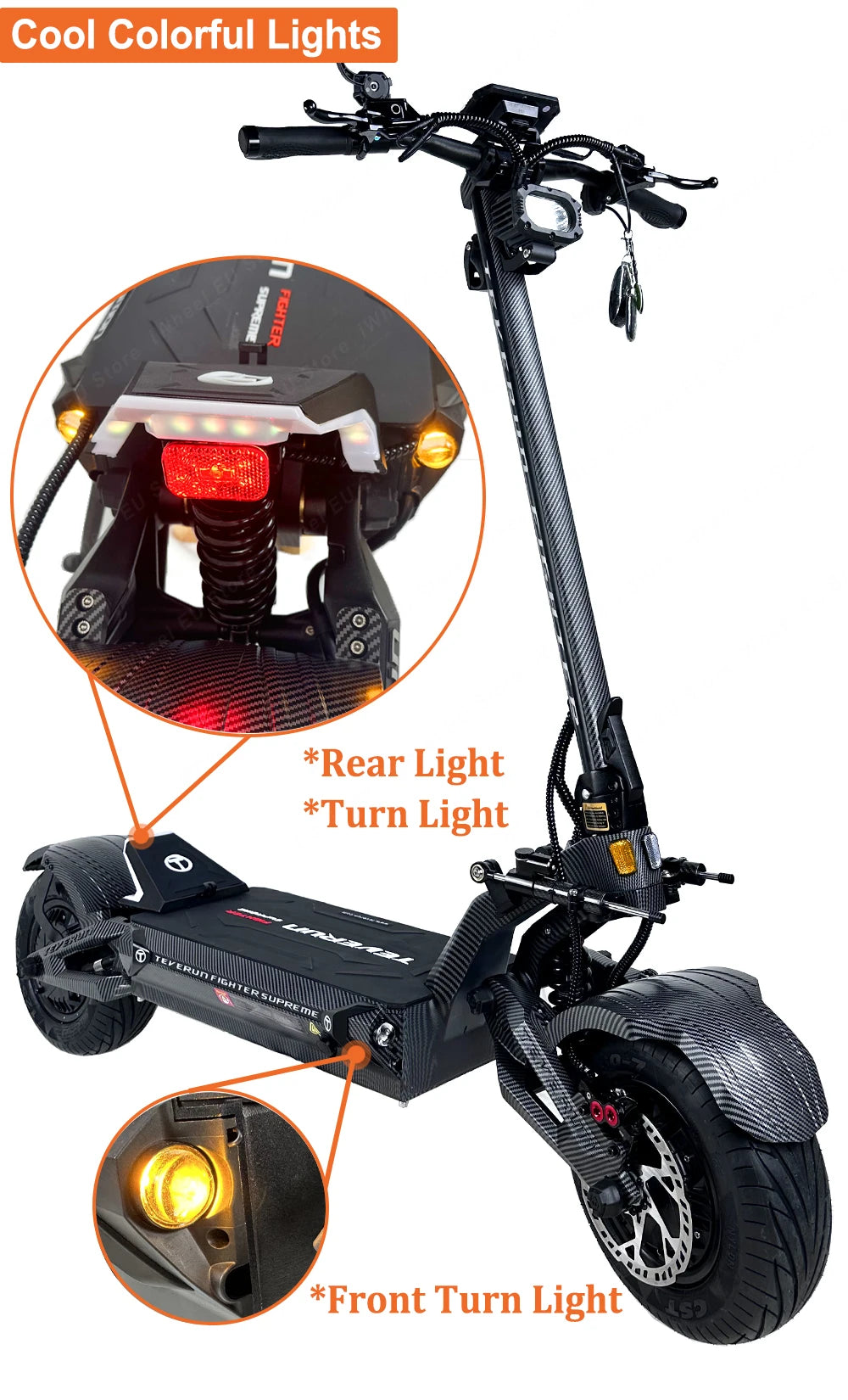 Moteur d'origine Teverun Fighter 7260R 72V 60Ah V4 puissance de crête 15000W avec GPS PKE vitesse maximale 120 KM/H n Scooter électrique