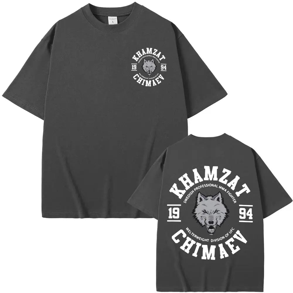 T-shirt Khamzat Chimaev – Homme, 100% Coton, Graphique Vintage, Oversize