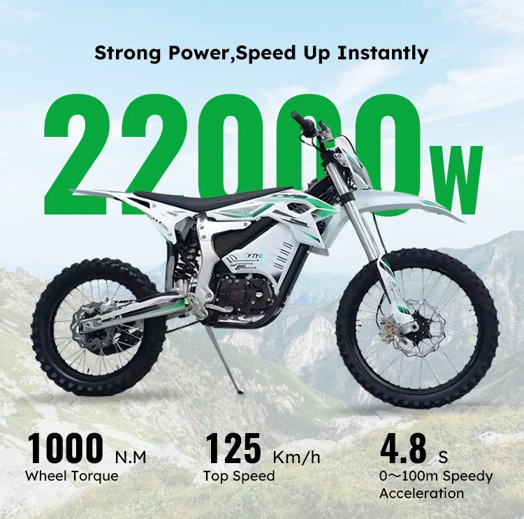 Moto Électrique Tout-Terrain 72V 22000W – Puissance 22kW, Vitesse Max 125 km/h | ParisPetitPrix