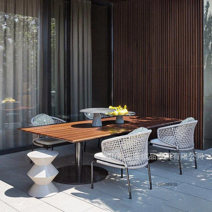 Dossiers européens chaises de jardin pour cour Protection solaire meubles d'extérieur en rotin creux meubles de Patio simples pour balcon