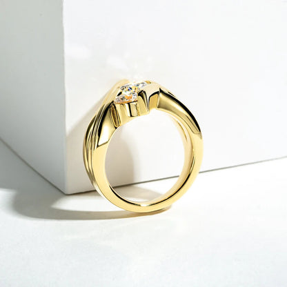Bague Moissanite en argent regardé 925 pour femme, bijoux de fiançailles, document jaune, 3 charbons, 2 carats