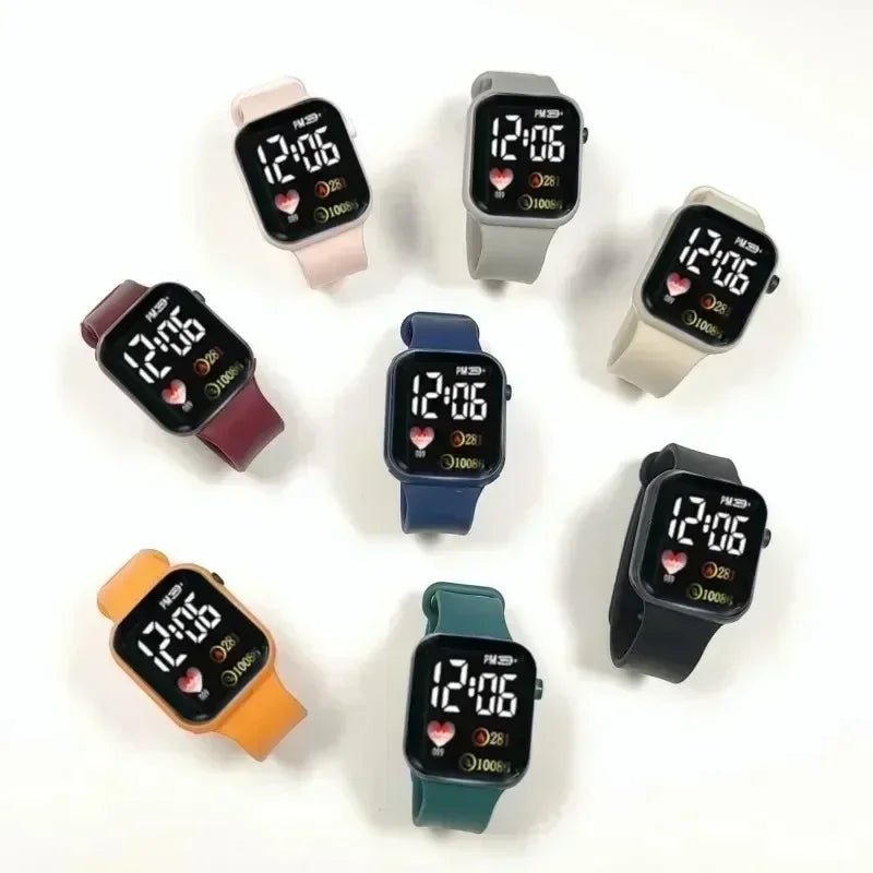 Montre LED Enfants et Femmes – Bracelet Plastique, Étanche et Numérique