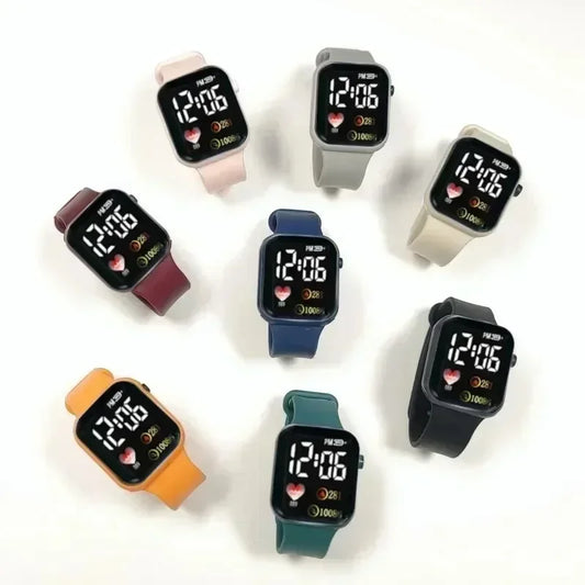Montre LED Enfants et Femmes – Bracelet Plastique, Étanche et Numérique
