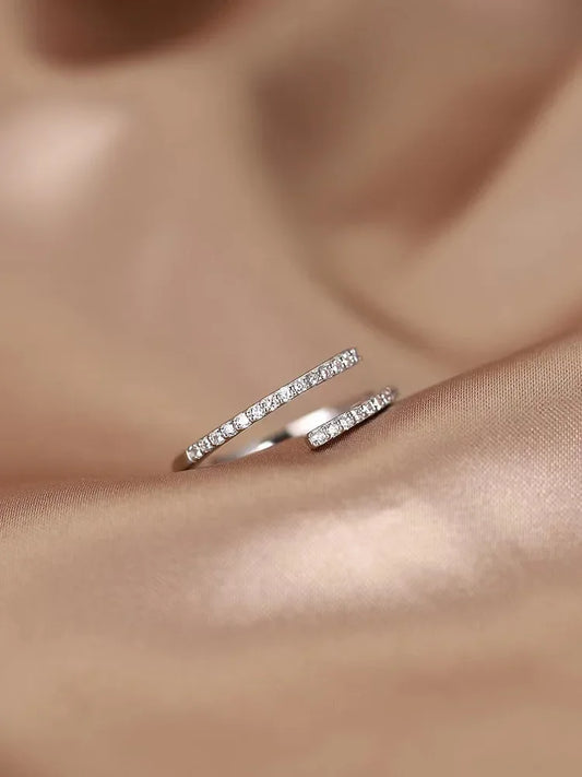 Bague en argent Sterling 925 et zircon pour femmes, bijoux, anneau ouvert réglable pour fête, cadeau d'anniversaire