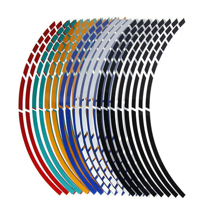 1 ensemble de bandes réfléchissantes de style de voiture, 5 couleurs, autocollants et décalcomanies pour roues de moto et vélo de Motocross, bande réfléchissante pour jante de 17/18 pouces