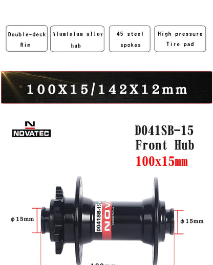 Novatec 26/27.5/29inch Mountain bike wheelset D041/D442 15X100/110 12X142/148 7-11 speed 32H Disc brake Thru MTB Bicycle wheel