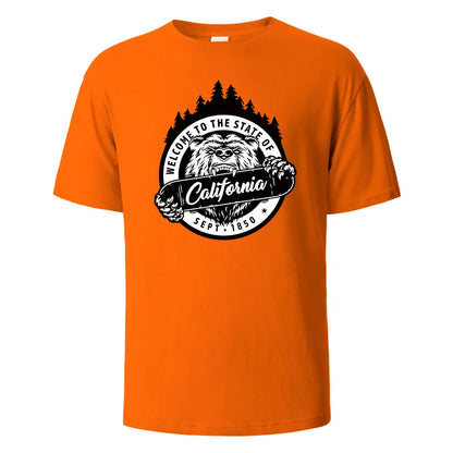T-shirt californien 100% coton – Homme & femme, été, col rond, respirant et manches courtes
