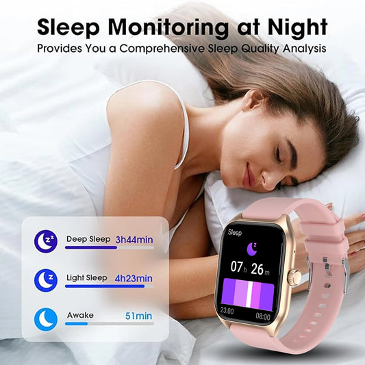 Montre connectée avec assistant vocal AI pour hommes et femmes, écran HD 1.96, suivi des activités avec plus de 100 sports, moniteur de sommeil et de fréquence cardiaque