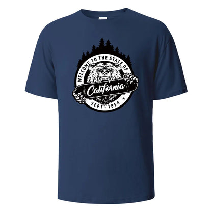 T-shirt californien 100% coton – Homme & femme, été, col rond, respirant et manches courtes