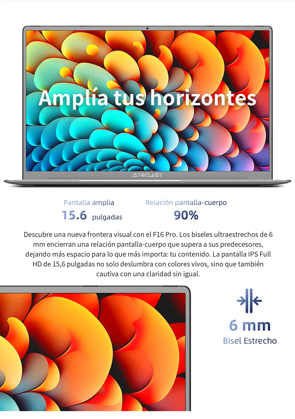 【Nouveau】 Ordinateur portable Teclast F16Pro 15,6" 1920X1080, 12 Go / 16 Go de Ram, 256 Go / 512 Go Rom, clavier rétroéclairé, pour Intel N95, Mini-Hdmi