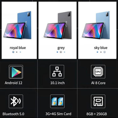 Tablette PC BDF d'origine, Android 12, Octa Core, 3G, 4G, Permanence, Internet, WiFi, Internet, BT, Version globale, 8 Go de RAM, 256 Go, Dean, 10,1 pouces