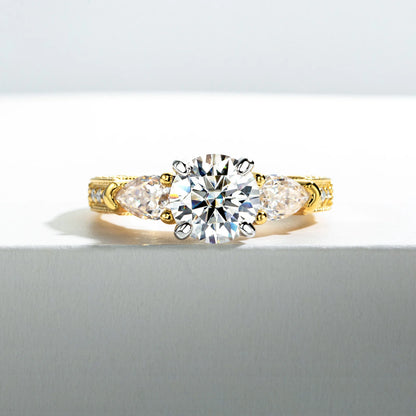 Bagues de fiançailles en argent regardé 925 Moissanite, trois charbons, alliance en diamant créée en laboratoire, 3 carats