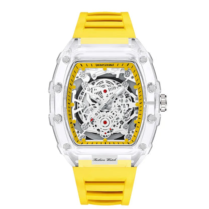 UTHAI BK134 montre à la mode pour hommes en forme de baril montre à quartz étanche transparente horloge de sport montres cadeaux pour homme