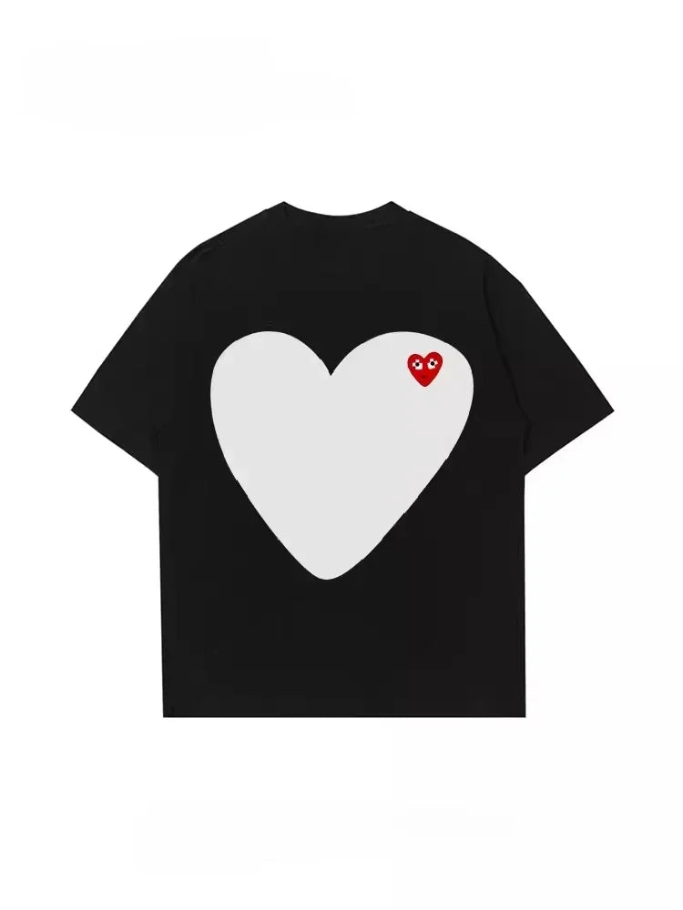 T-shirt femme été coton – Ample, imprimé amour, manches courtes, col rond tendance 2025