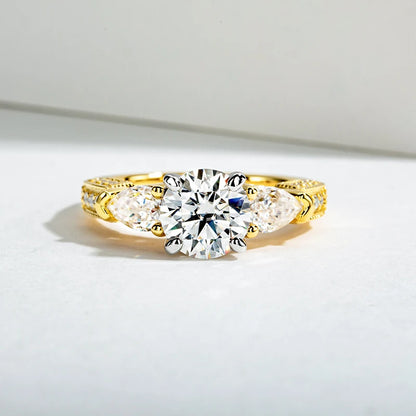 Bagues de fiançailles en argent regardé 925 Moissanite, trois charbons, alliance en diamant créée en laboratoire, 3 carats