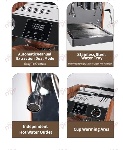 ITOP – Machine à Expresso Professionnelle à Pompe Vibrante, Double Chaudière 2800 W