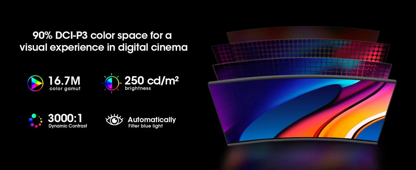 Écran LED incurvé ultra large de 27 pouces, 1K 2K 4K 144hz 165hz, matériel informatique pour PC de jeu