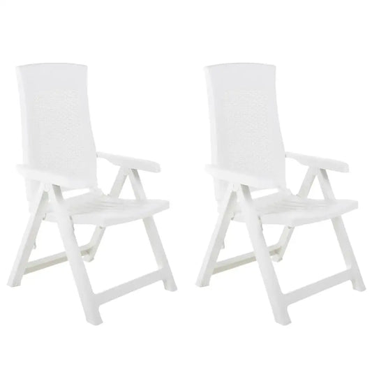 Ensemble de 2 chaises inclinables de jardin, meubles de salon d'extérieur en plastique blanc