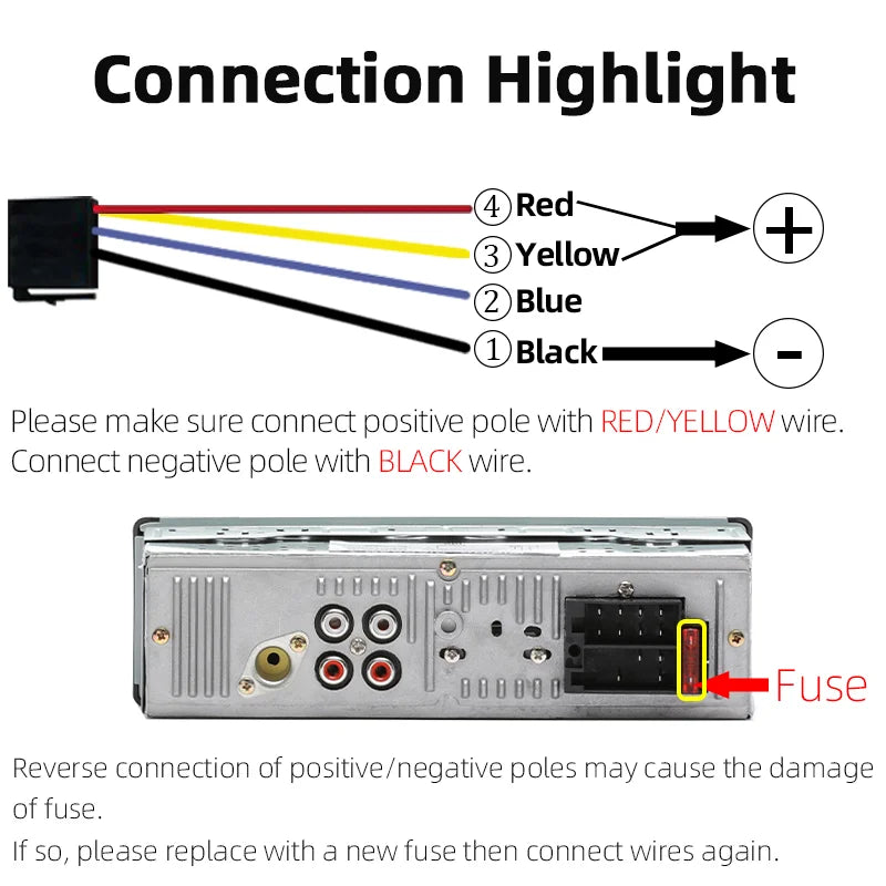 Autoradio Hippcron 1DIN Bluetooth – Lecteur MP3 Stéréo 60W x 4 avec USB/SD/AUX/FM