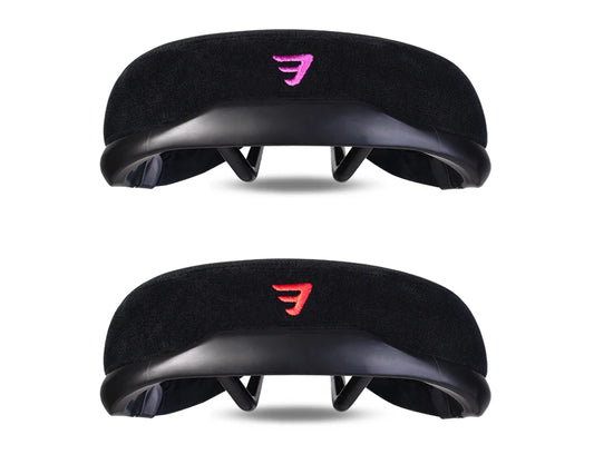 Funsea – Selle de vélo pour enfants en flanelle noire, logo brodé multicolore, confortable et résistante