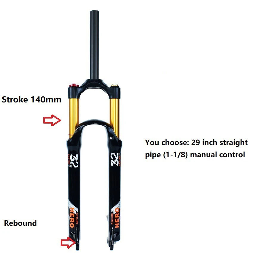 🚴♂️ Fourche à Air VTT en Alliage de Magnésium – Amortisseur de Rebond 140mm