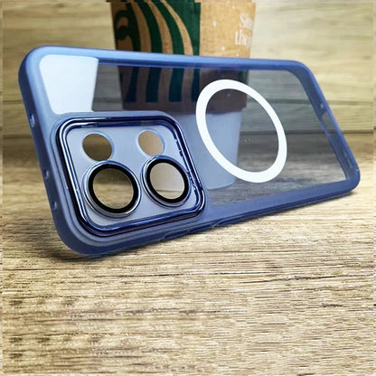Coque Magnétique Silicone Mat – Compatible MagSafe, Anti-Dérapante et Ultra-Fine avec Dos Transparent pour iPhone