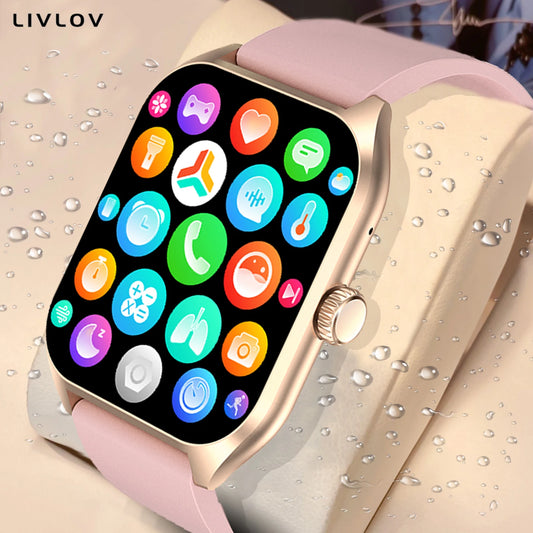 Montre connectée avec assistant vocal AI pour hommes et femmes, écran HD 1.96, suivi des activités avec plus de 100 sports, moniteur de sommeil et de fréquence cardiaque