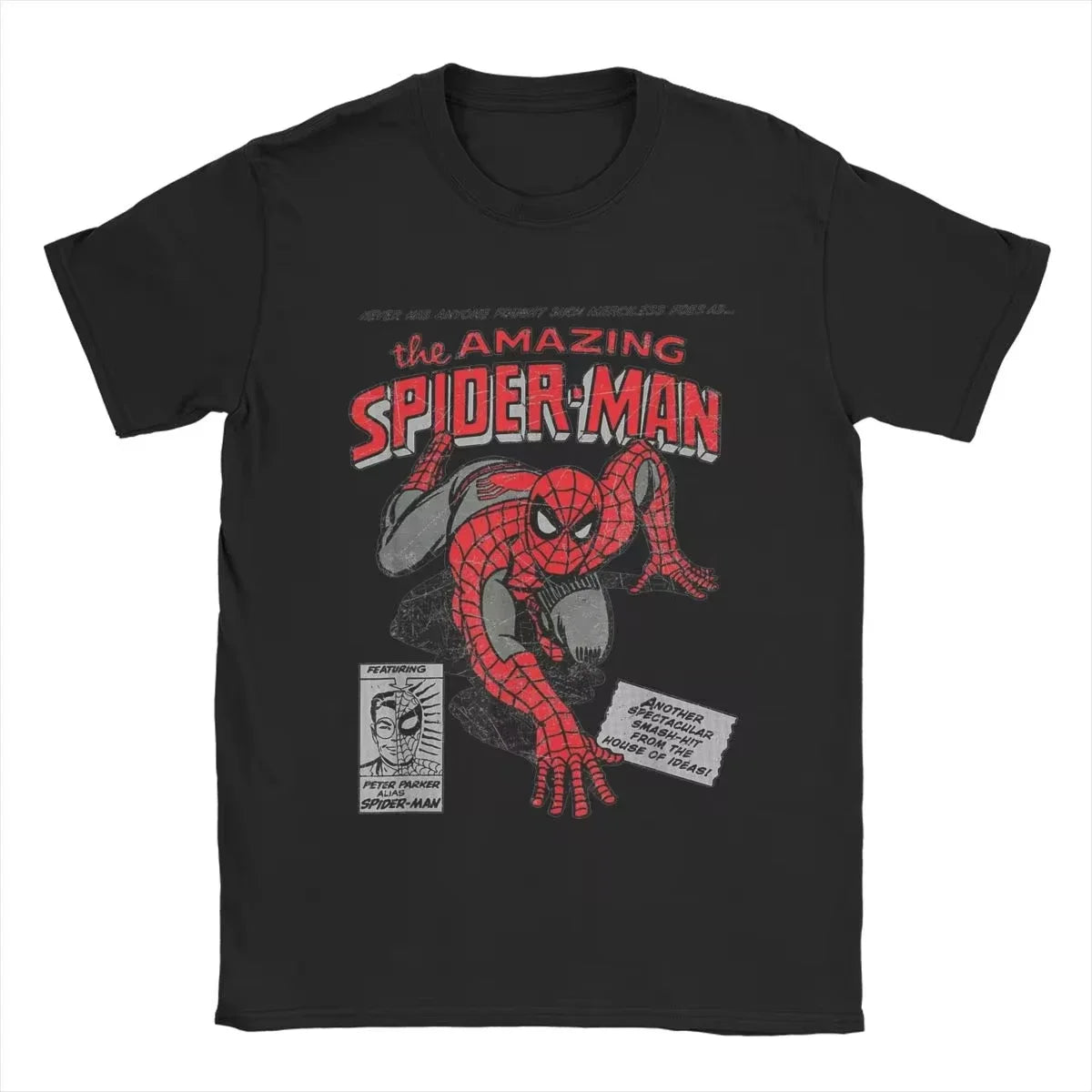 Spider-Man T-shirt rétro – T-shirt Hommes 100% Coton, Col Rond, Bande Dessinée Créative