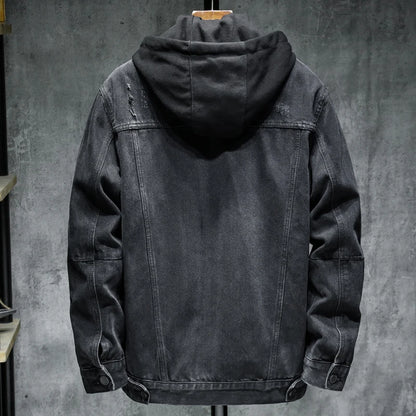Veste en denim homme WTHINLEE – Hiver, capuche et doublure chaude