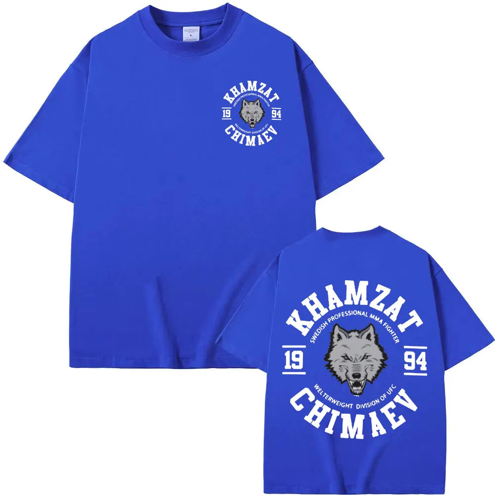 T-shirt Khamzat Chimaev – Homme, 100% Coton, Graphique Vintage, Oversize