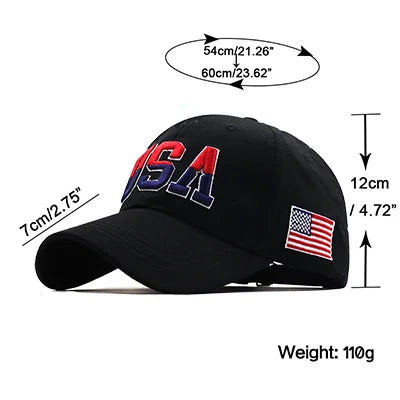 Casquette Baseball Drapeau Américain Unisexe Coton Broderie USA Hip Hop Snapback