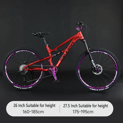 🚵 VTT 26"/27,5" 10 vitesses – Suspension pneumatique, cadre aluminium soft-tail