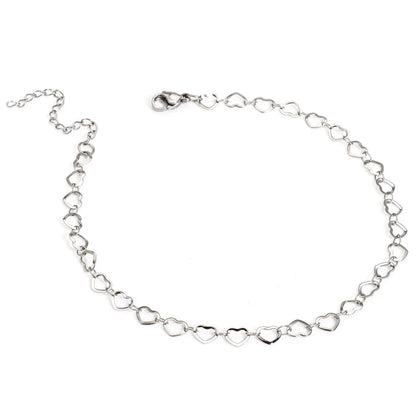 Bracelet de cheville en acier inoxydable 304 pour femmes, chaîne à maillons faite à la main, couleur argent, chaîne de jambe, pied, bijoux cadeau, 1 pièce