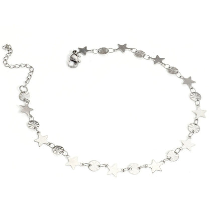 Bracelet de cheville en acier inoxydable 304 pour femmes, chaîne à maillons faite à la main, couleur argent, chaîne de jambe, pied, bijoux cadeau, 1 pièce