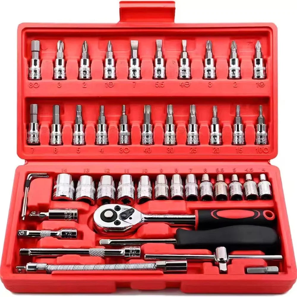 🔧 Kit de Clés à Douille 46 Pièces – Réparation Auto & Maison