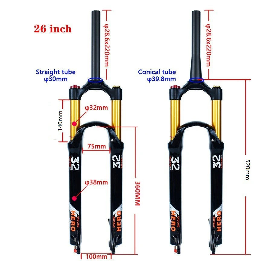 🚴♂️ Fourche à Air VTT en Alliage de Magnésium – Amortisseur de Rebond 140mm
