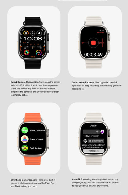 Montre Connectée GUHUAVMI Apple Watch Ultra 2 – AMOLED, Suivi Santé, Multi-Sports, IP67