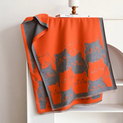 🧣 Écharpe Jacquard Chat IROJEFF – Douceur & Chaleur Hivernale