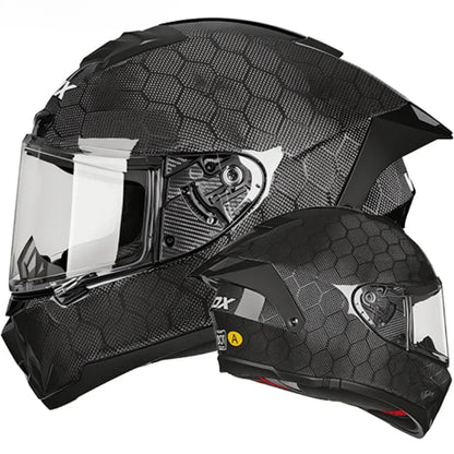 Casque Moto Intégral Fibre de Carbone DOT – Léger et Sécurisé