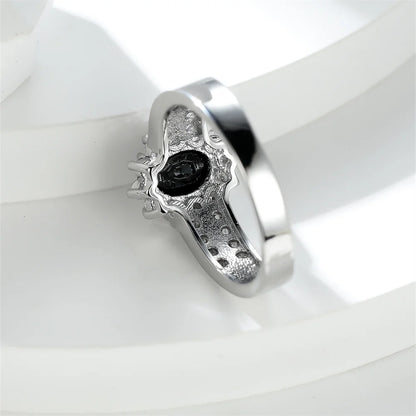Bagues de fiançailles en pierre naren cristal noir vintage pour femmes, argent carillon, document, bande de mariage, accessoire de bijoux, cadeau de fête des mères