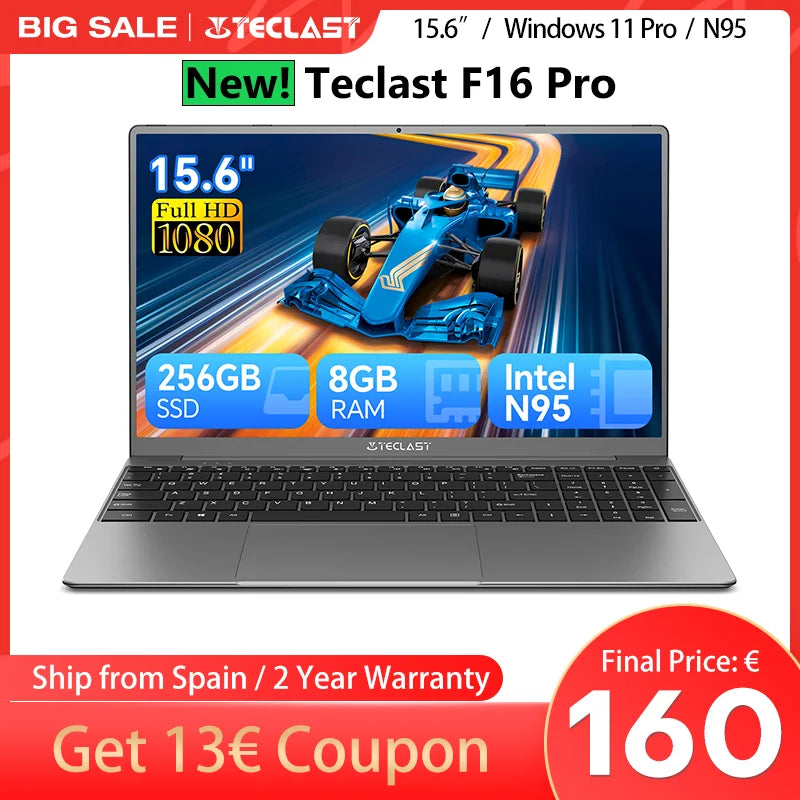 【Nouveau】 Ordinateur portable Teclast F16Pro 15,6" 1920X1080, 12 Go / 16 Go de Ram, 256 Go / 512 Go Rom, clavier rétroéclairé, pour Intel N95, Mini-Hdmi