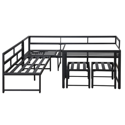 Ensemble canapé et chaise longue d'extérieur, ensemble de sièges en aluminium pour balcon de jardin avec fonction chaise longue
