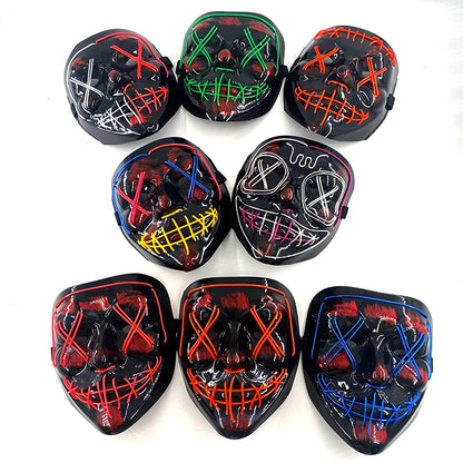 Masque Néon Lumineux EL – Halloween, Cosplay et Purge Effrayant pour Adultes