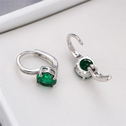 Boucles d'oreilles rondes en pierre blanche pour femmes, bijoux de mariage, cristal, classique, argent, document, femme, luxe