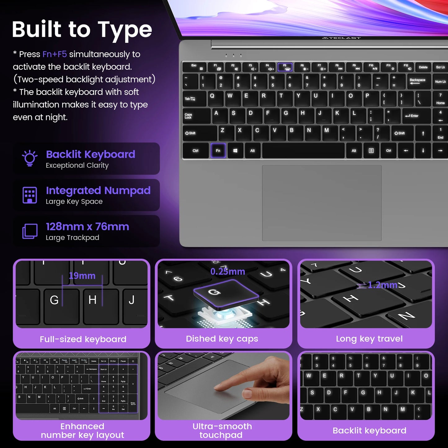 【Nouveau】 Ordinateur portable Teclast F16Pro 15,6" 1920X1080, 12 Go / 16 Go de Ram, 256 Go / 512 Go Rom, clavier rétroéclairé, pour Intel N95, Mini-Hdmi