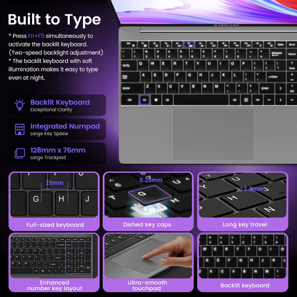【Nouveau】 Ordinateur portable Teclast F16Pro 15,6" 1920X1080, 12 Go / 16 Go de Ram, 256 Go / 512 Go Rom, clavier rétroéclairé, pour Intel N95, Mini-Hdmi